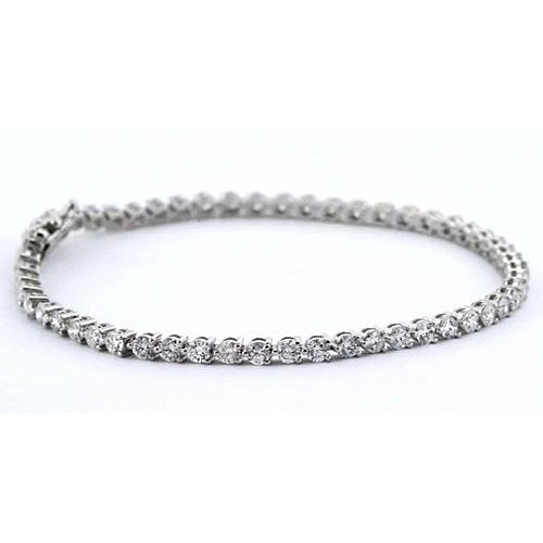 Tennis Bracelet Ladies Diamond Tennis Bracelet 4.40 Carats F Vs1 White Gold 14K