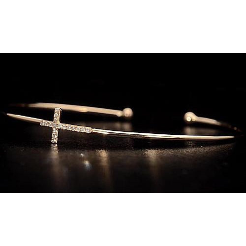 Bangle Yellow Gold Bangle 1 Carat Cross Women Jewelry New
