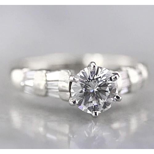 White Gold Weeding Anniversary Solitaire Ring with Accents Diamond