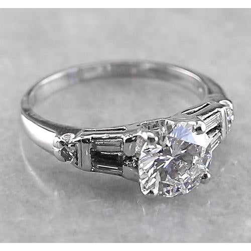 Natural Brilliant Engagement White Gold Diamond Solitaire Ring with Accents