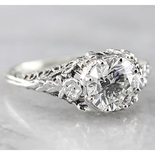 New Antique Sparkling Unique Lady’s Solitaire White Gold Diamond Ring