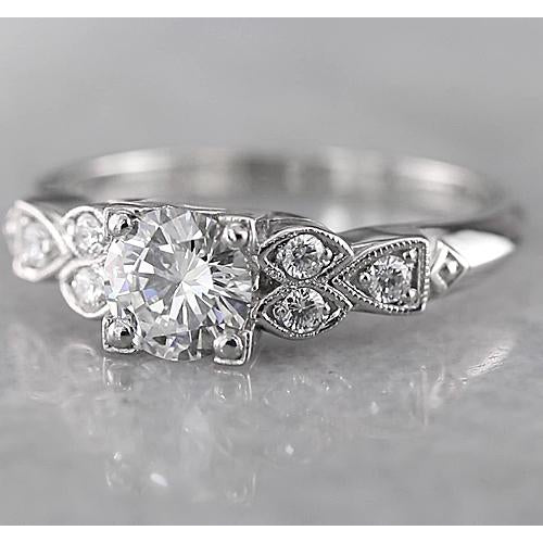 Antique Fancy Lady’s Style White Elegant Gold Engagement Round Diamond Engagement Ring F Vs1 Vvs1 White Gold 14K Engagement Ring