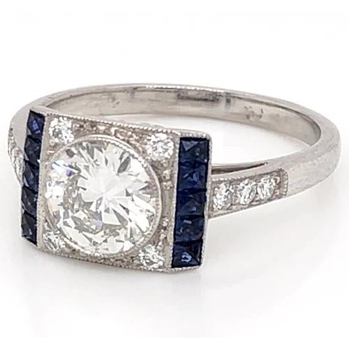 Princess Cut White Elegant Woman's Solitaire Ring with Accents Diamond