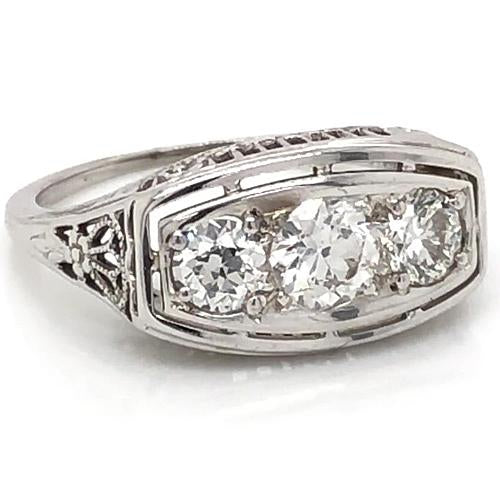 Three Stone Ring 3 Stone Diamond Engagement Ring 1.75 Carats Prong Set Women Jewelry