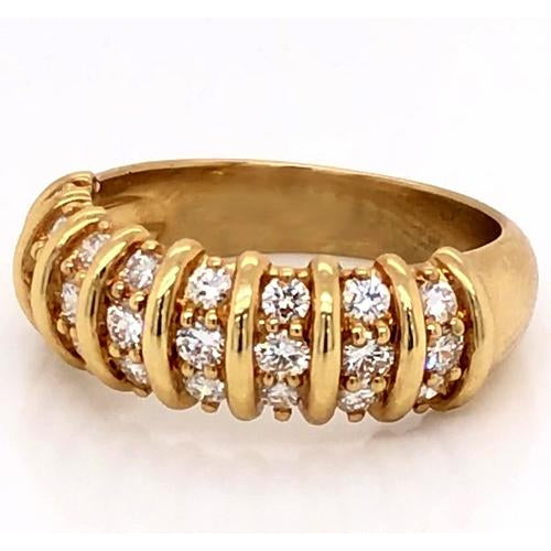 Band Diamond Band 2 Carats Vintage Style Diamond Yellow Gold Women Jewelry