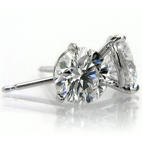 Stud Earrings Martini Round Diamond Stud Earrings 1.50 Carats White Gold 14K