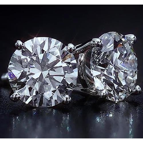 Stud Earrings Stud Earrings 4 Carats Round Cut Diamond Jewelry White Gold 14K Vs1 F