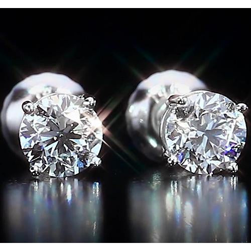 natural round diamond 2ct earring side angle