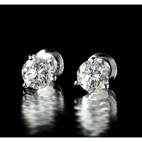 Fancy Martini Set Round Diamond White Gold Stud Earrings