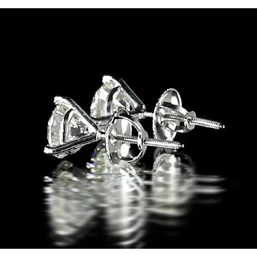 Fancy Stud Earring Martini Set Round Diamond White Gold