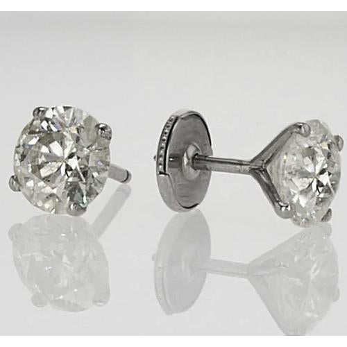 Fancy Princess Round Diamond White Gold Stud Earrings