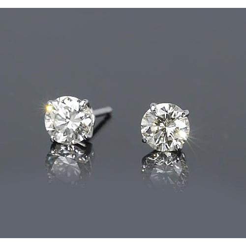Prong Round Diamond Stud Earrings White Gold Jewelry Stud Earrings