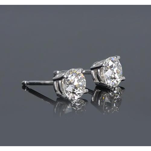 Diamond Stud Earrings Basket Set Four Prong White Gold
