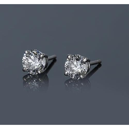 Natural Brilliant Engagement White Gold Diamond Stud Earrings