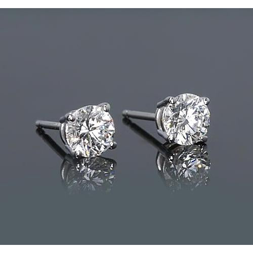 Stud Earrings Prong Style White Gold Stud Earrings