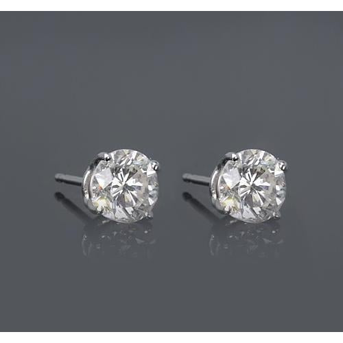 Stud Earrings Four Prong Setting Round Diamond