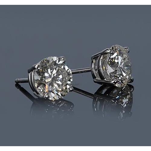 White Gold Four Prong Round Diamond Stud