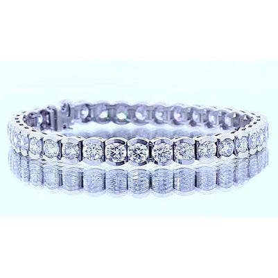 Tennis Bracelet 16.45 Carats Round Diamond Tennis Bracelet White Gold 14K
