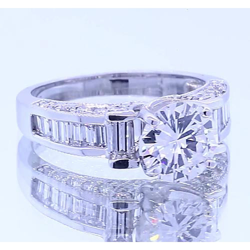 Solitaire Ring with Accents White Gold Diamond