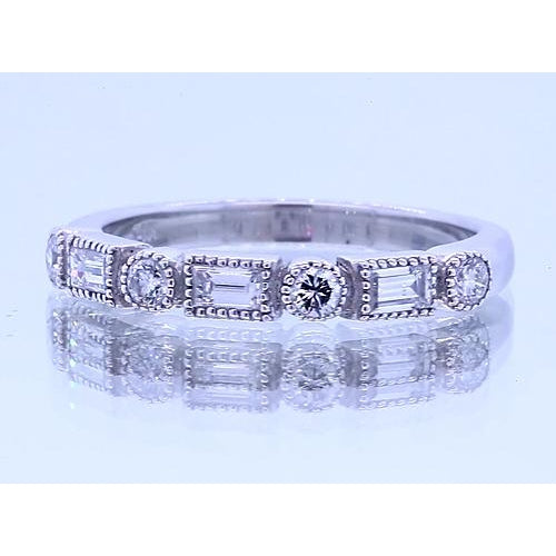 Band 1.20 Carats Round & Baguettes Diamond Anniversary Band White Gold 14K