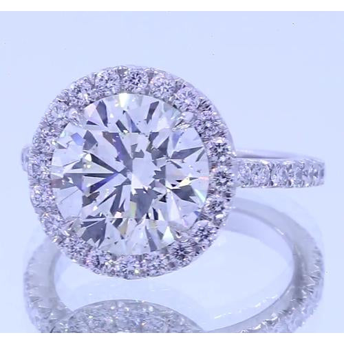 Halo Ring 4.50 Carats Round Diamond Anniversary Ring Halo Setting