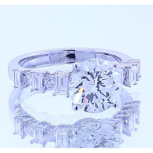 Princess Cut High Quality Unique Solitaire Ring with Accents White Gold Diamond