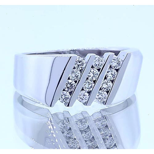 Band Round Diamond Anniversary Band Thick Shank White Gold 14K 1.20 Carats