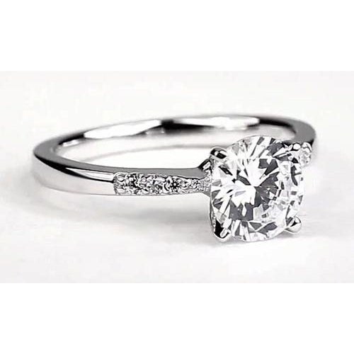 Sparkling Solitaire Ring with Accents White Gold Diamond