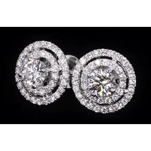 New Fancy Style Double Halo Diamond Studs