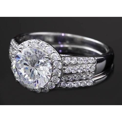 Halo Ring 3.50 Carats Round Halo Setting Engagement Ring