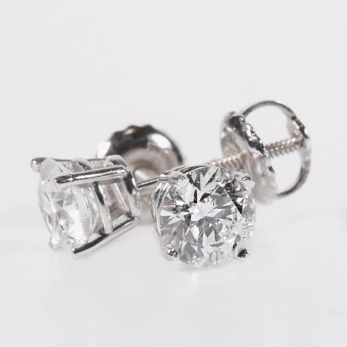 GIA Certified Round Natural Real ( Not Lab Grown ) Diamond Stud Earrings