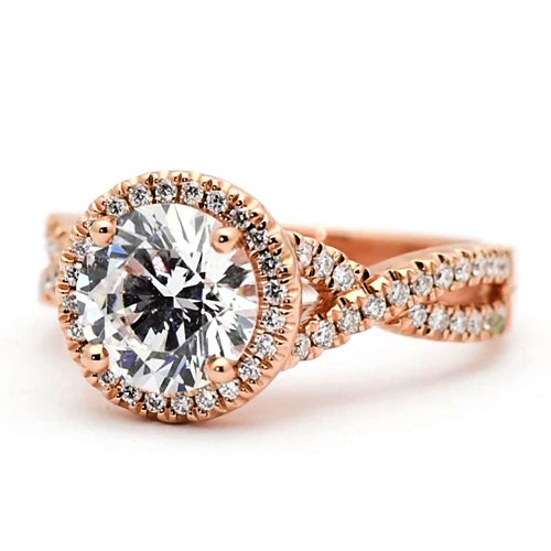 natural round diamond 2.50ct ring side angle