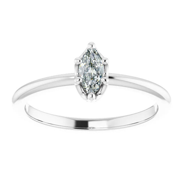 Marquise Old Cut Solitaire Diamond Ring 0.50 Carats