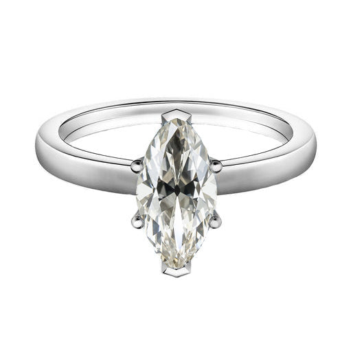 Marquise Old Mine Cut Diamond Solitaire Engagement Ring 1 Carat