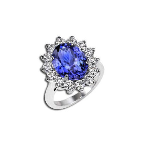 Engagement Ring New Ladies Tanzanite With Diamonds White Gold