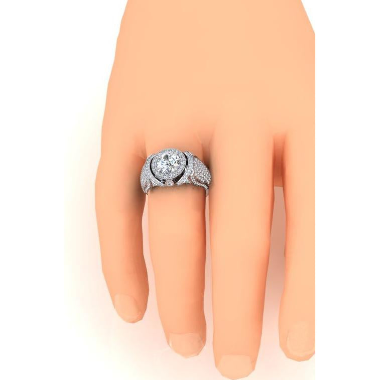 Products Big Round Diamond Men's Ring With Accents 5.50 Carats White 14K