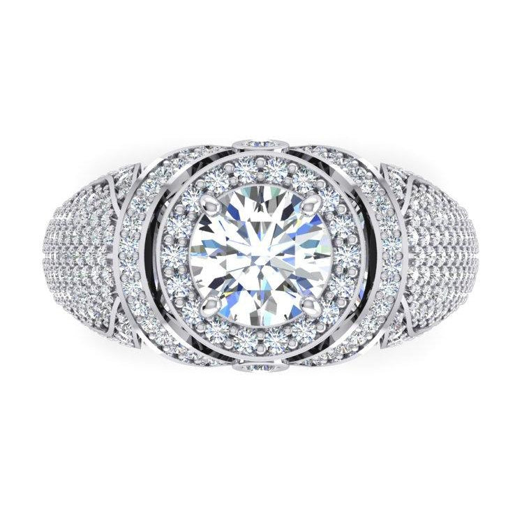 Products Big Round Diamond Men's Ring With Accents 5.50 Carats White Gold 14K