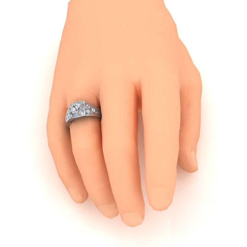 Men's Round Diamond Ring 1.50 Carats Gold 10K