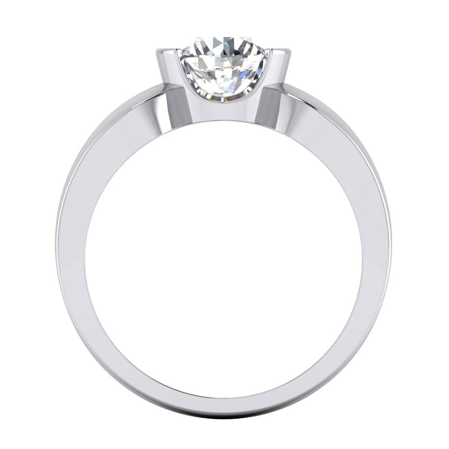 Solitaire Diamond Ring Half Bezel 1.50 Carats Men's White Gold