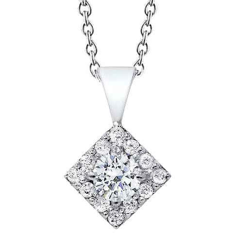 Natural Diamond Women Necklace Square Pendant 1.70 Ct Brilliant Cut WG 14K