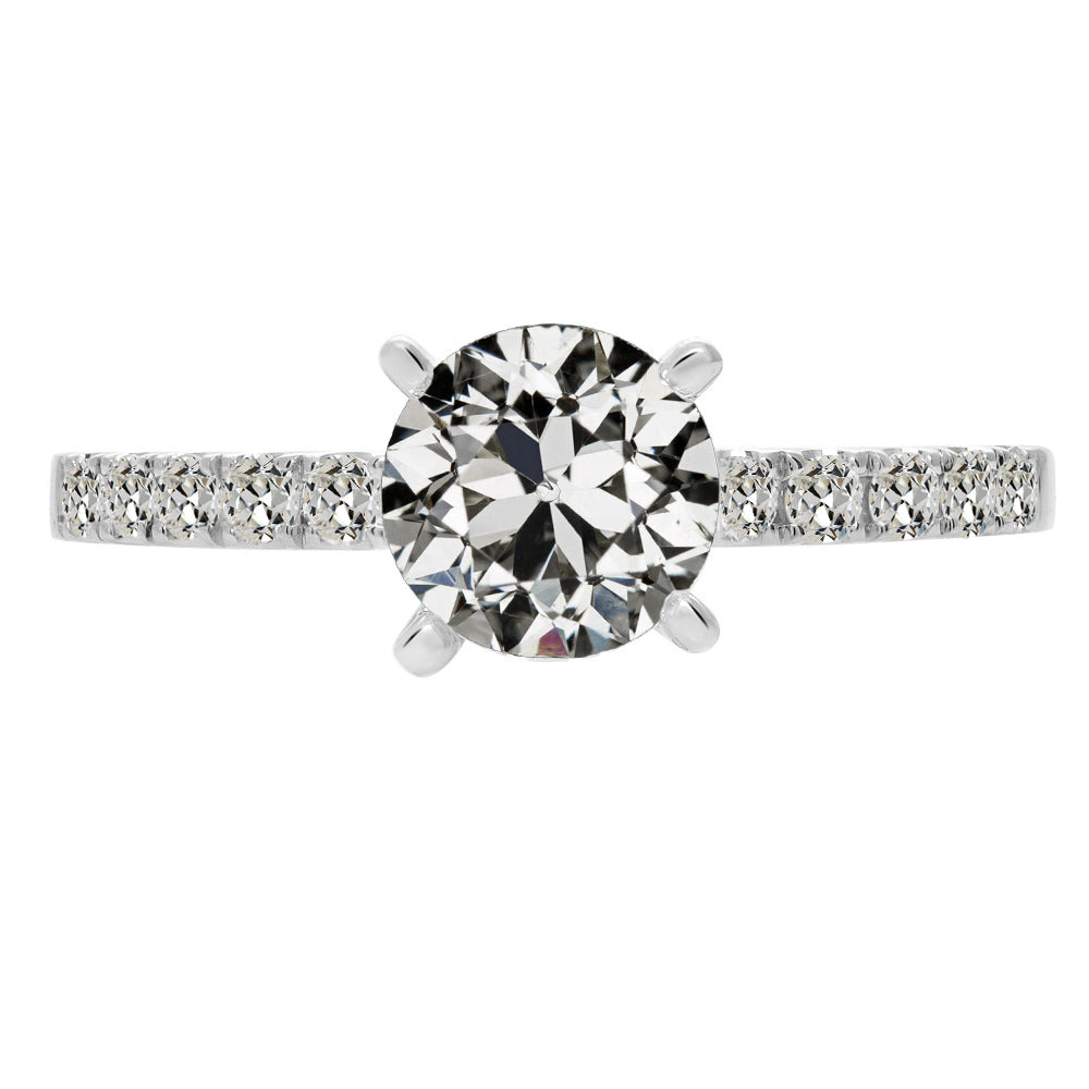 Old Cut Diamond Engagement Ring With Accents 3.50 Carats
