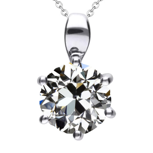 natural round diamond 3.50ct pendant front view