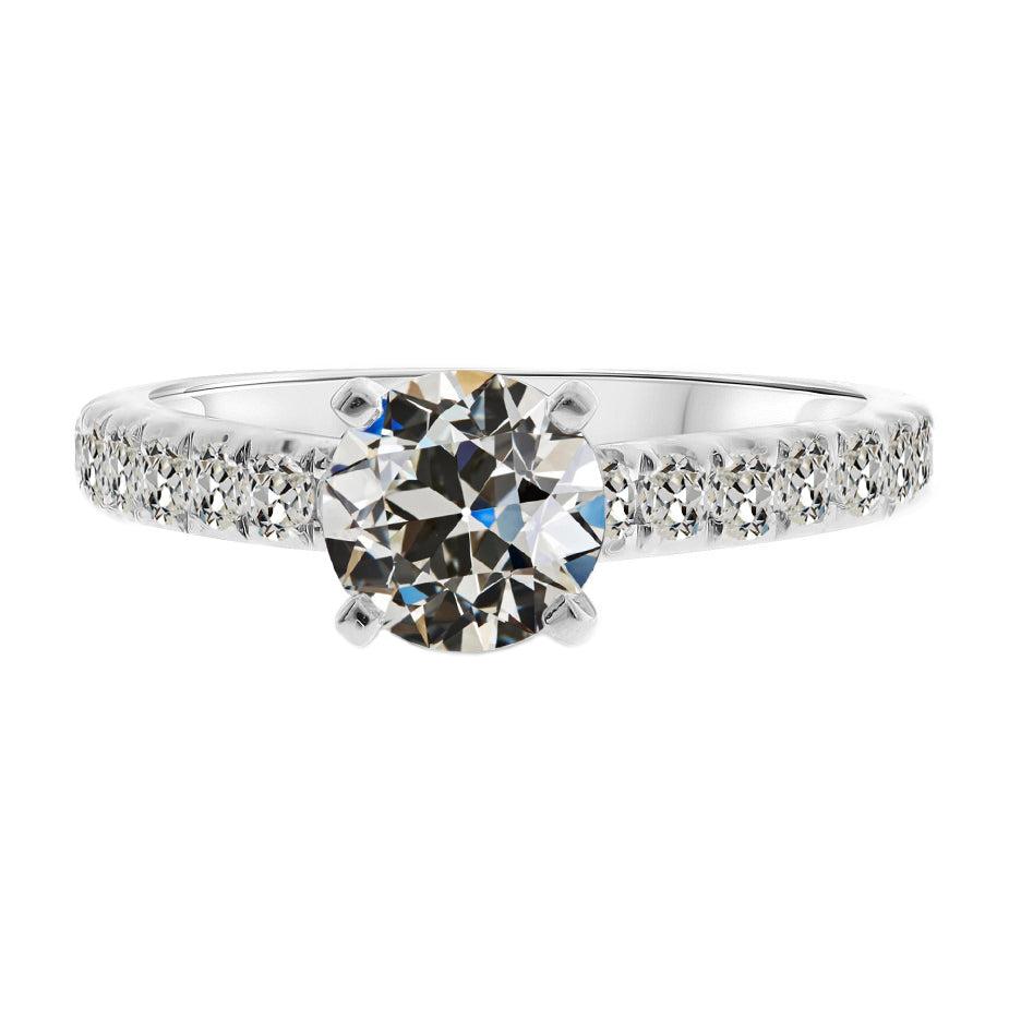 3 Carats Old Cut Diamond Solitaire With Accent Anniversary Ring