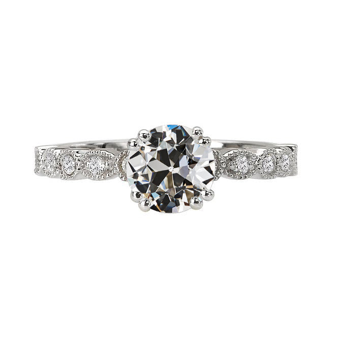 Lady’s Unique Style White Sparkling Weeding Engagement White gold Old Miner Cut Diamond Wedding Ring Double Prong Set