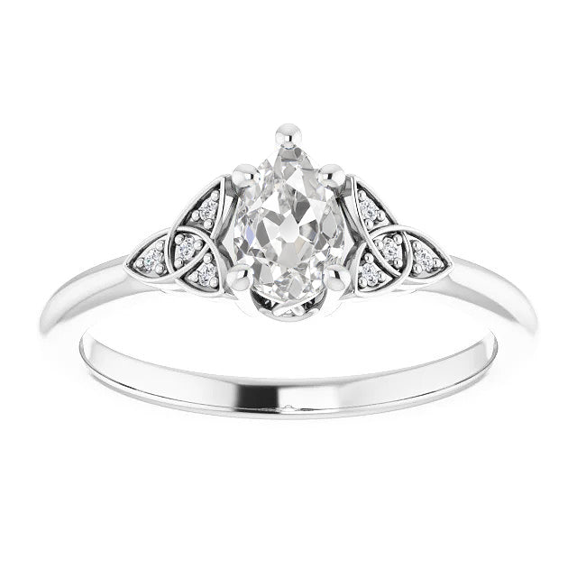 Old Miner Pear Diamond Wedding Ring Knot Style