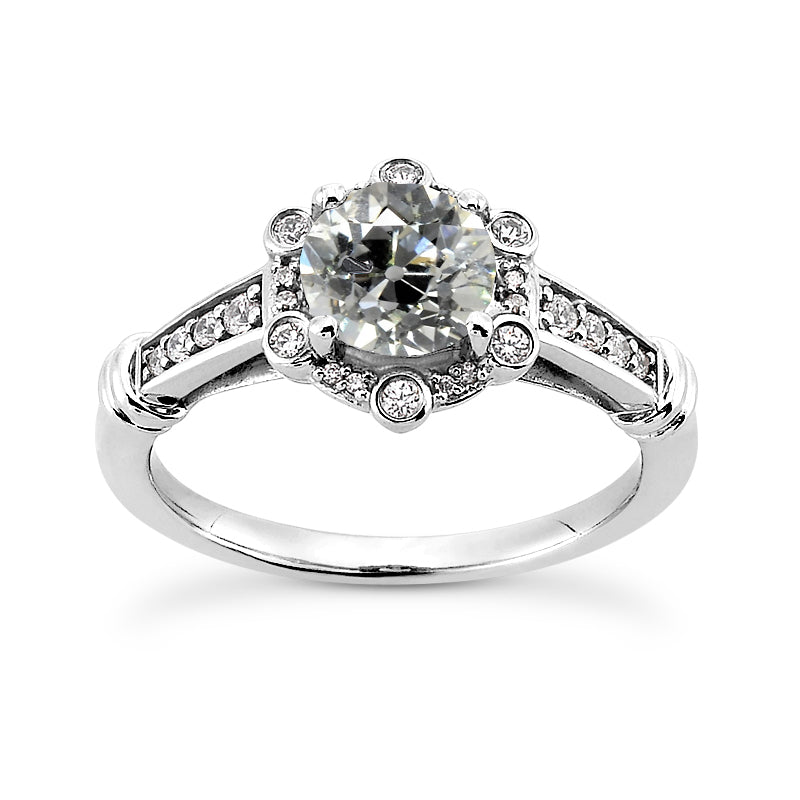 White new gold Old Miner Round Diamond Anniversary Ring