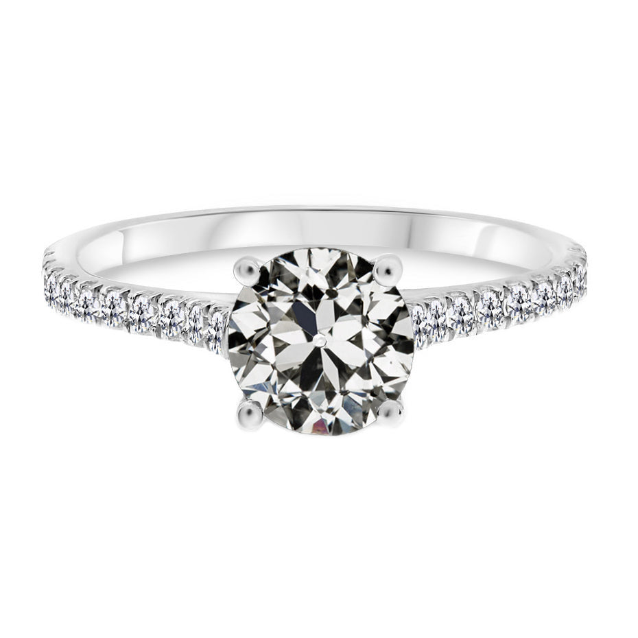 3 Carat Old European Diamond Gold Engagement Ring