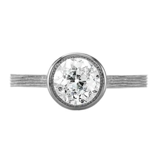 Old European Solitaire Ring Round Bezel Set 1.25 Carats Vintage Style Natural Earth Mined Diamond