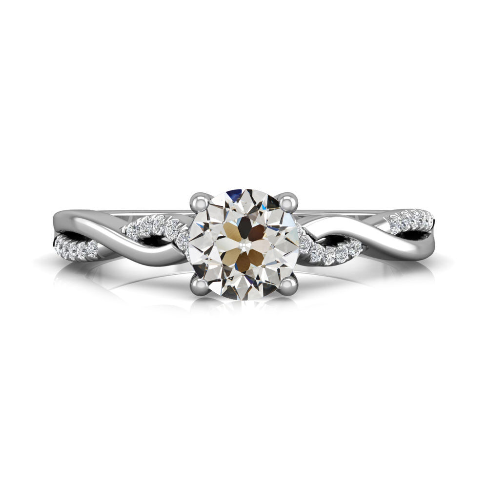 Old Miner Cut Unique Style White Sparkling Engagement White gold Diamond Anniversary Ring Prong