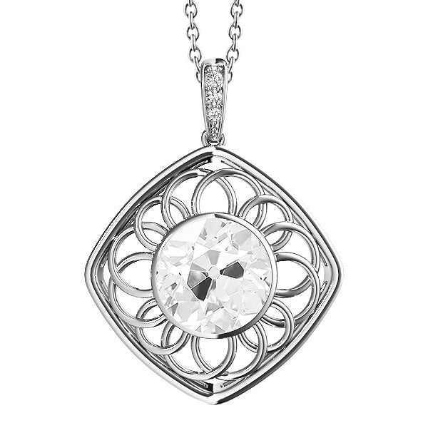Old Mine Cut Diamond Pendant Bezel Set